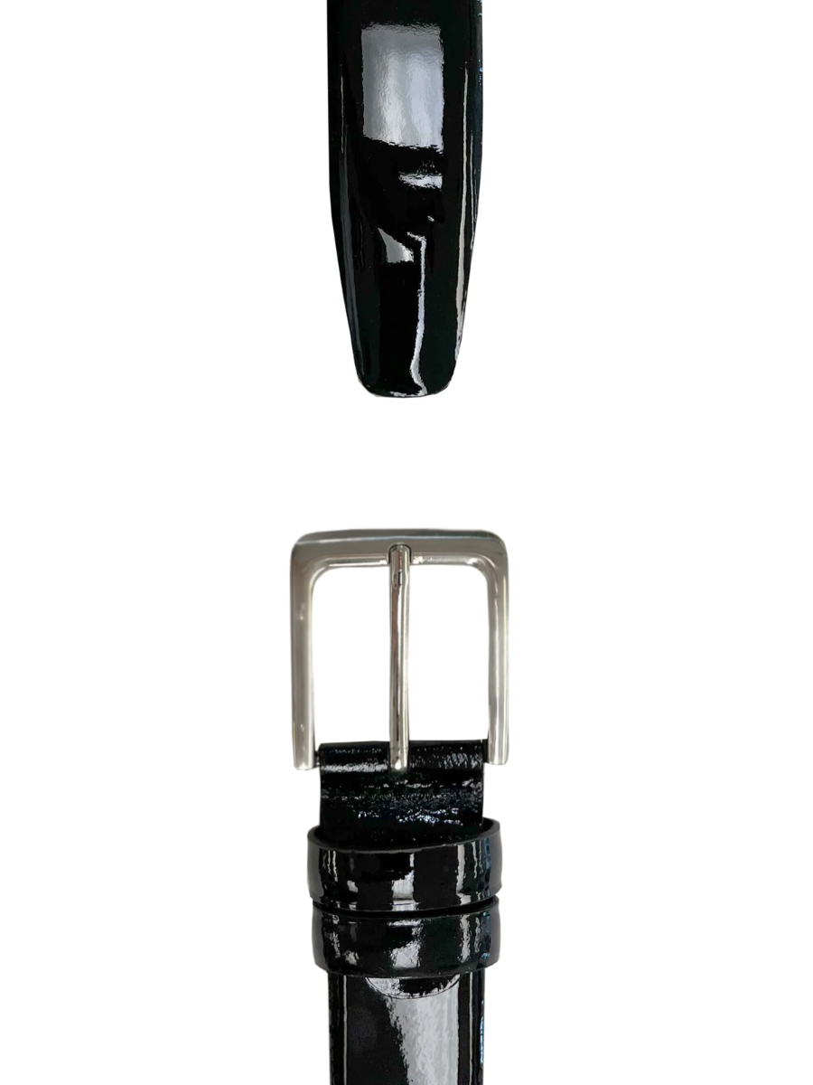 Black patent leather belt