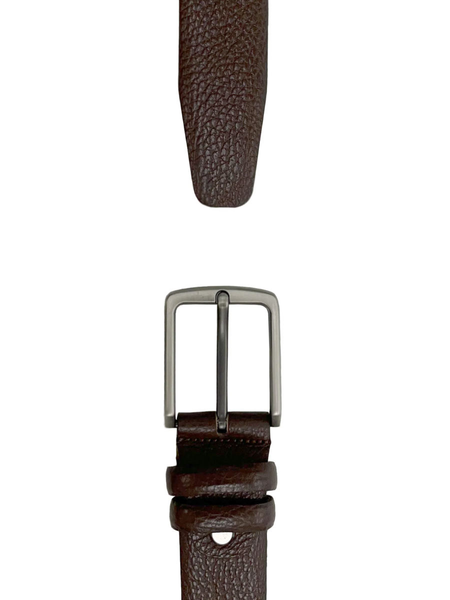 Brown textured leather belt