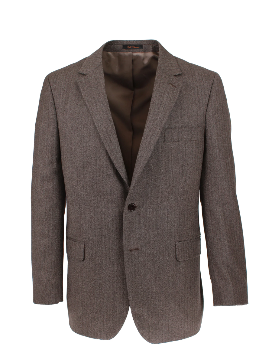 Brown soft canvas herringbone jacket