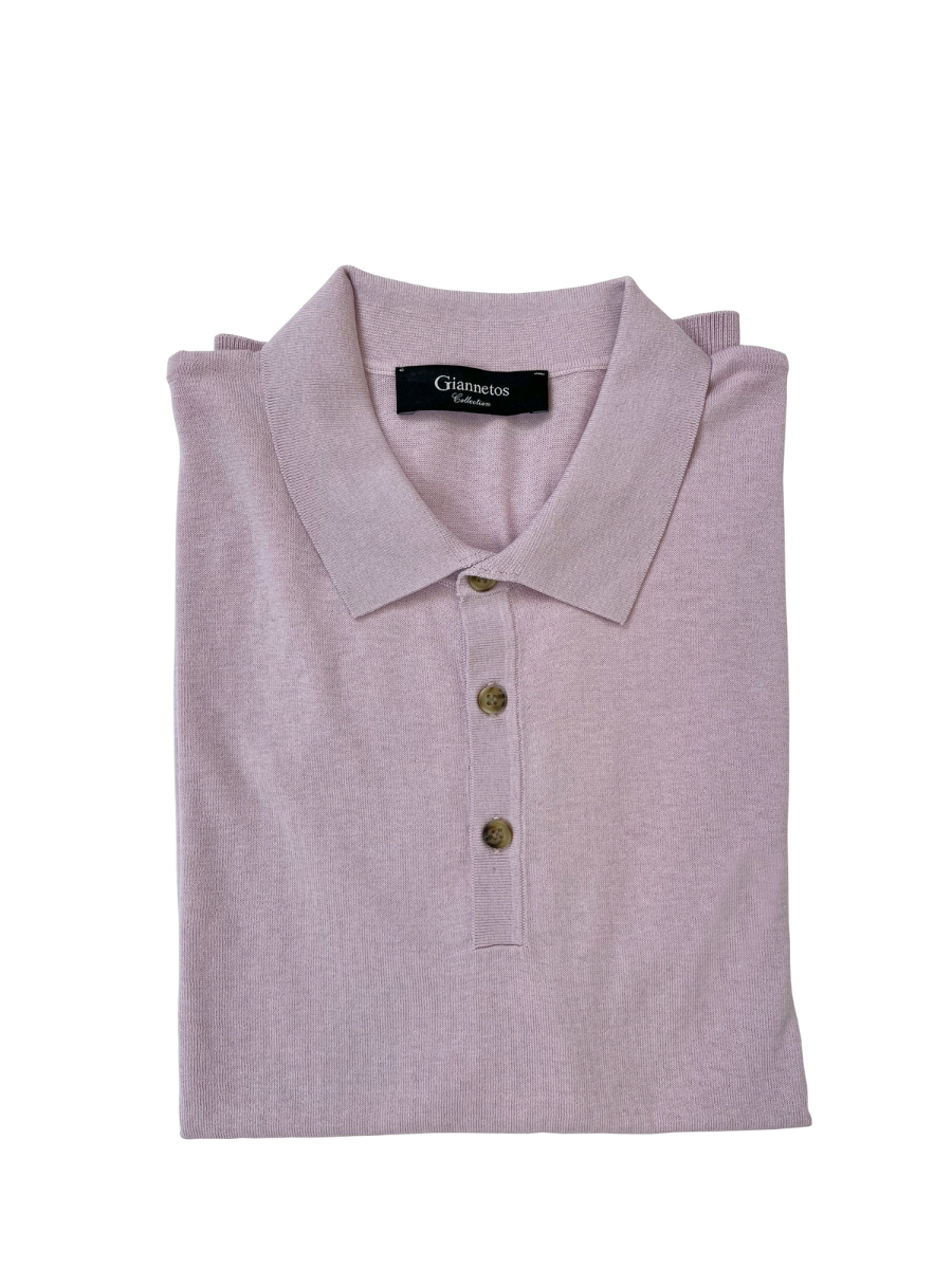 Πολό από μετάξι και βαμβάκι σε χρώμα λιλά