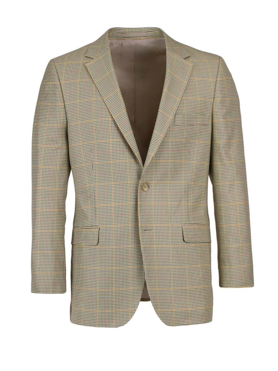 Yellow / olive houndstooth plaid jacket