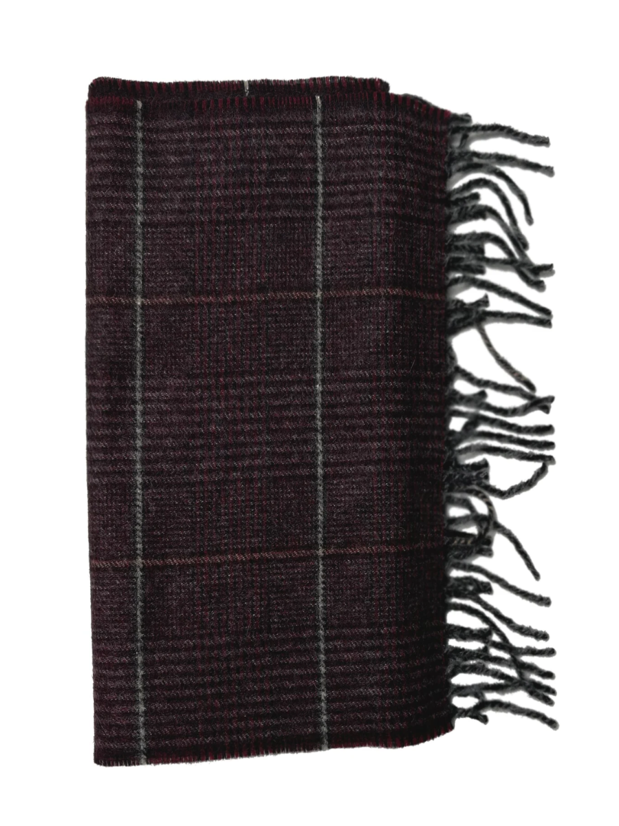 Checkered magenta cashmere scarf
