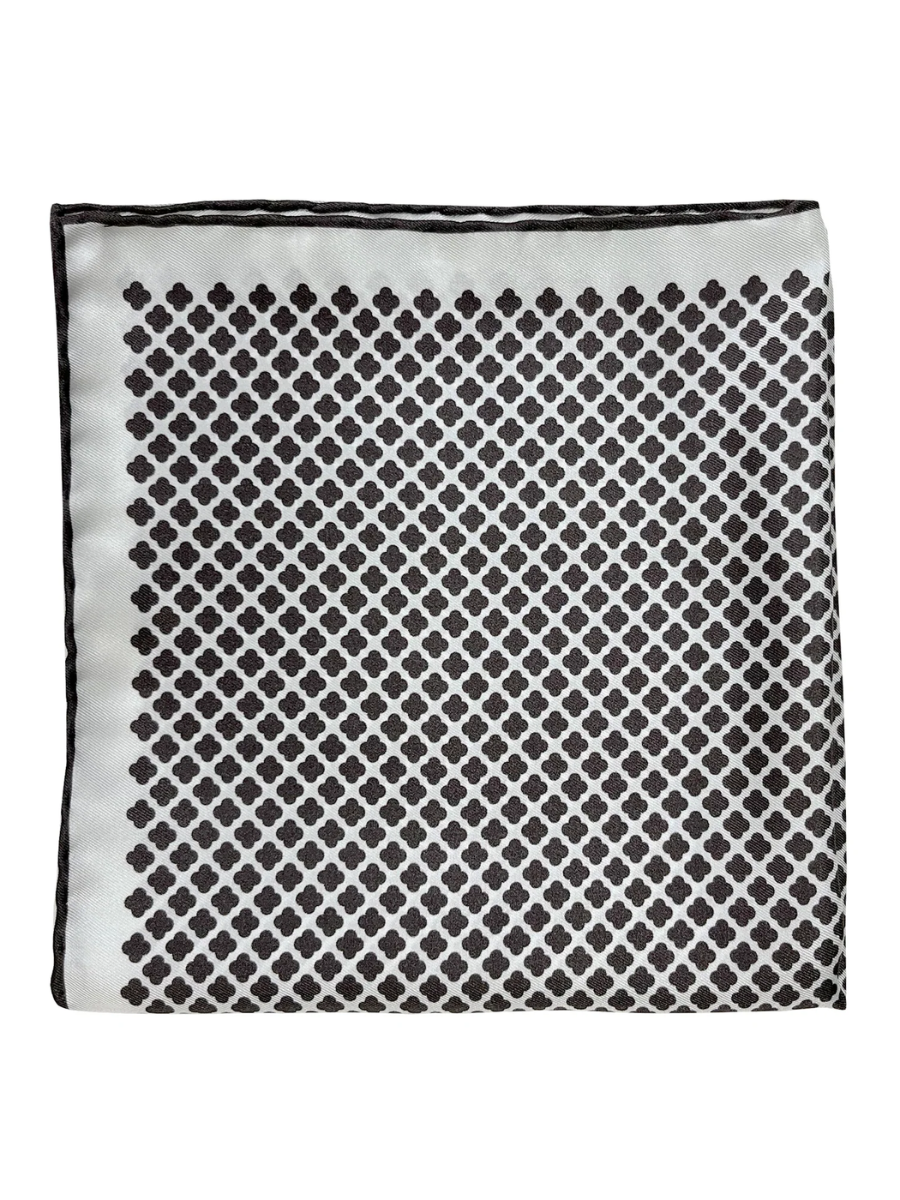 Brown / white pocket square