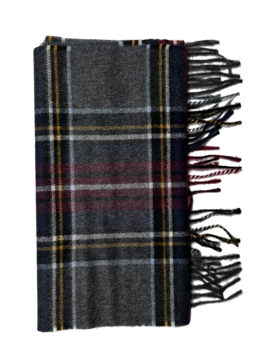 Checkered grey/blue cashmere scarf
