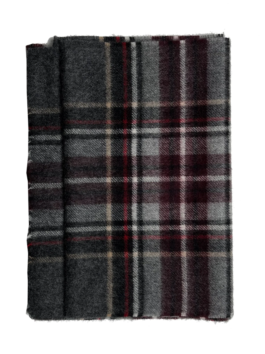 Checkered grey cashmere scarf