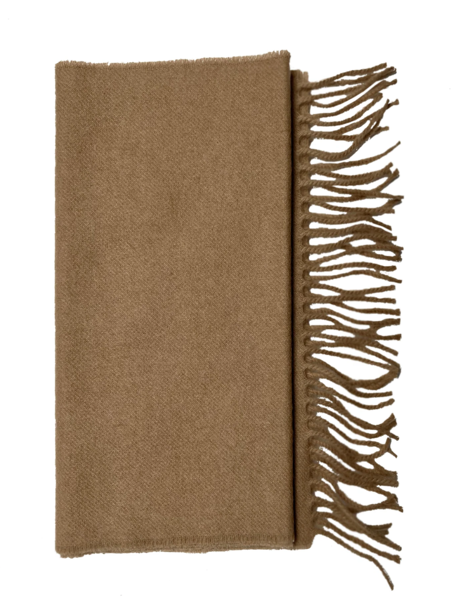 Camel beige virgin wool/cashmere scarf