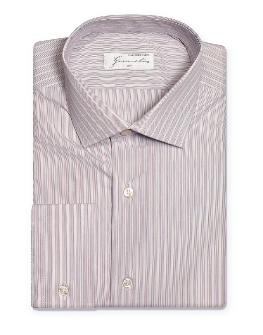 Καστανό ριγέ cotton Πουκάμισο