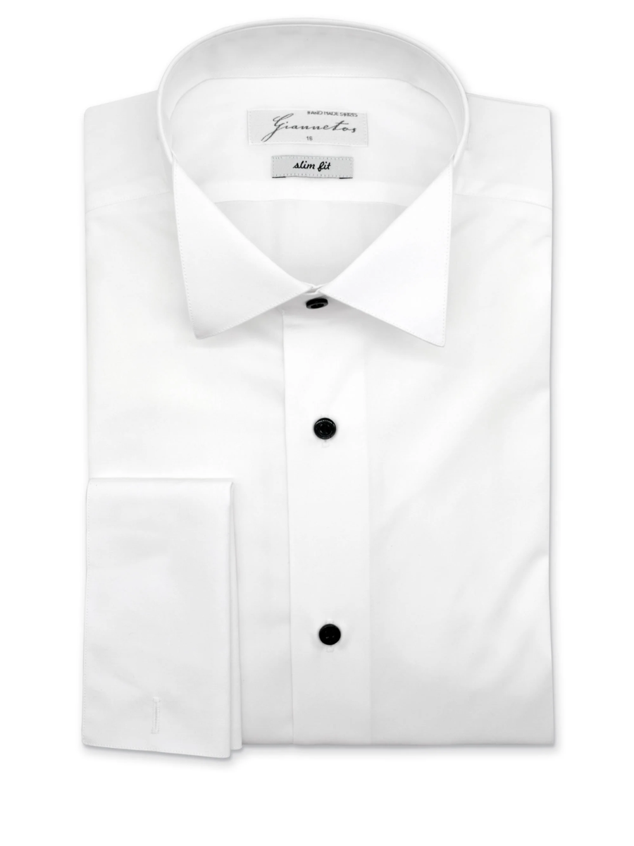 White cotton tux shirt slim