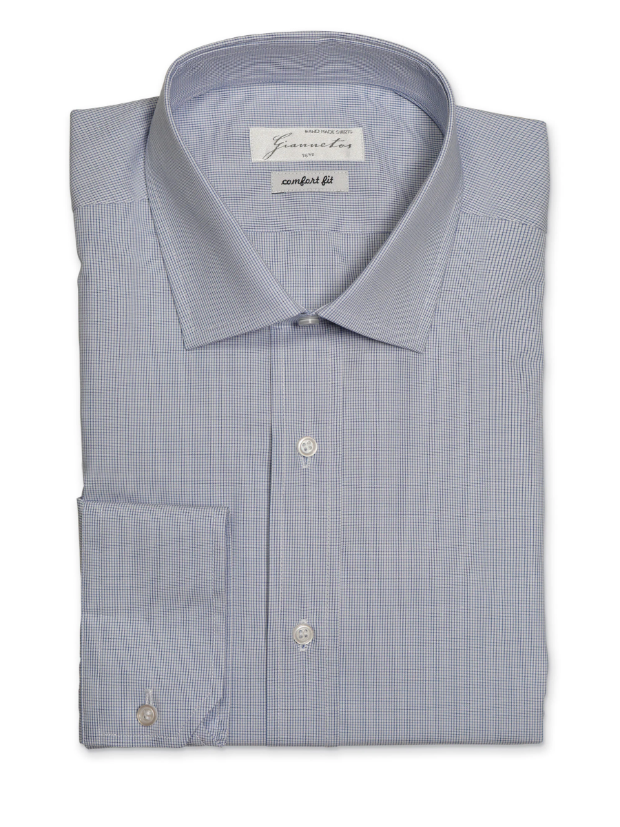 Blue small checkered cotton shirt