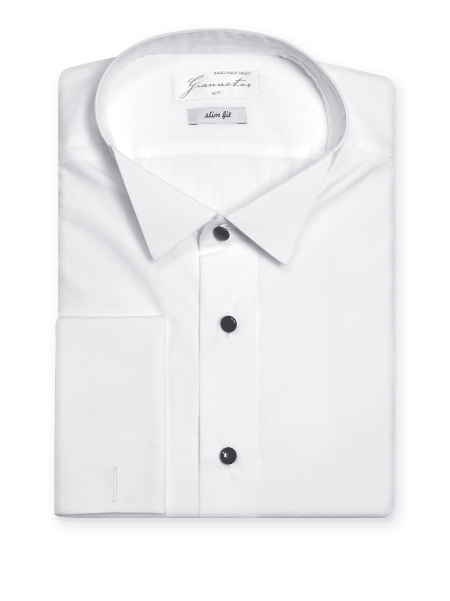 White cotton black button shirt