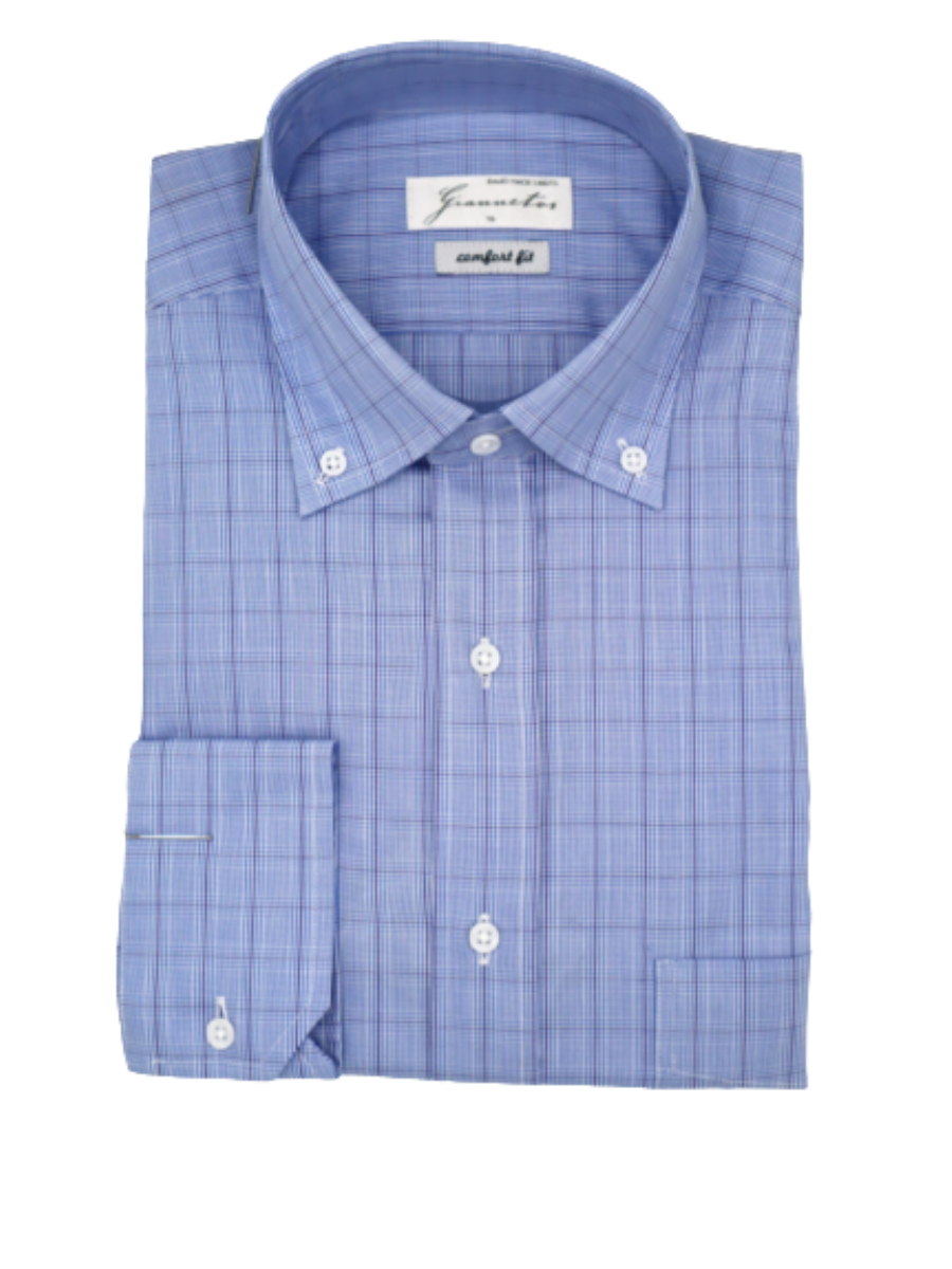Blue checkered cotton shirt