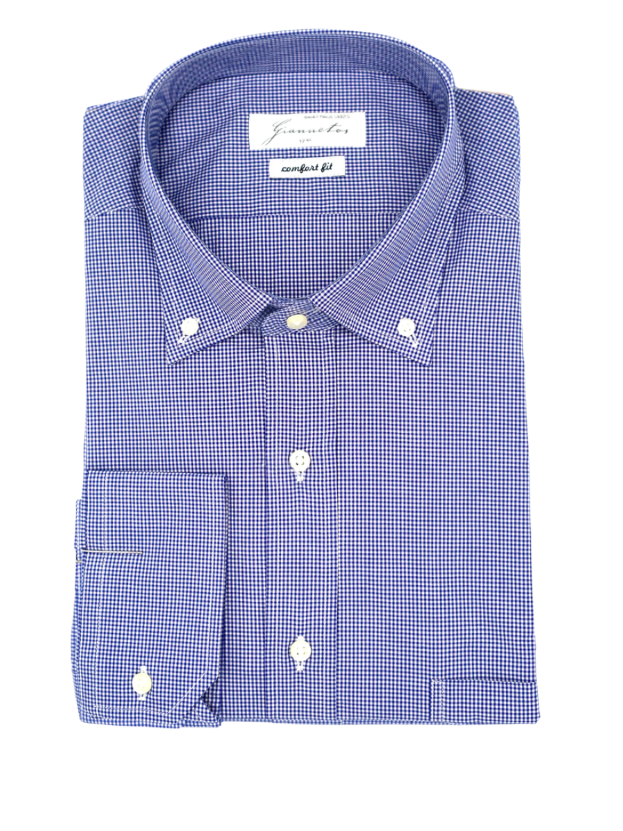 Blue checkered cotton shirt