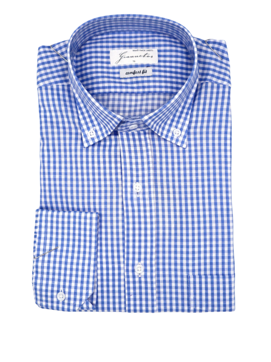 Blue checkered cotton shirt
