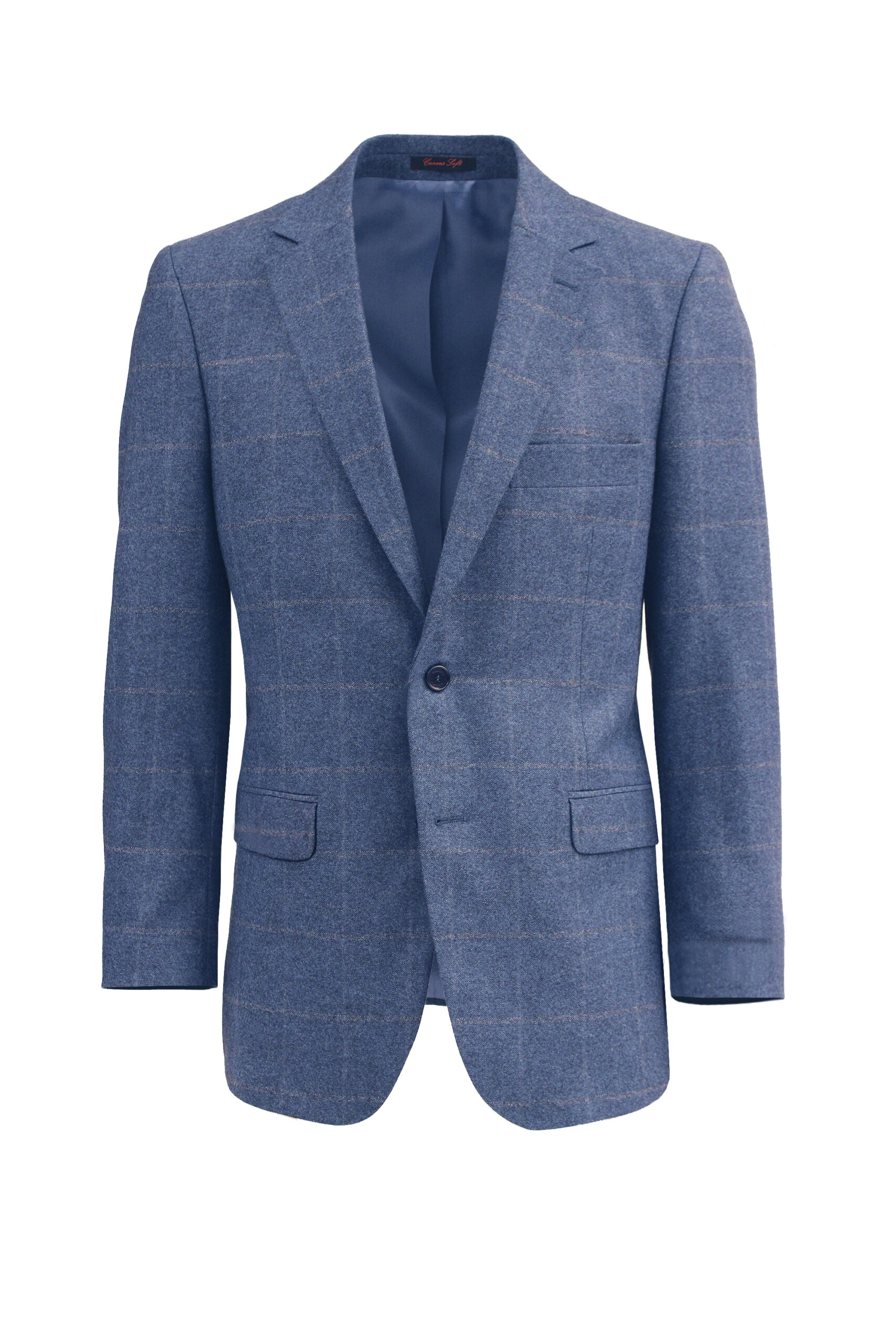 Blue checkered blazer on a white background