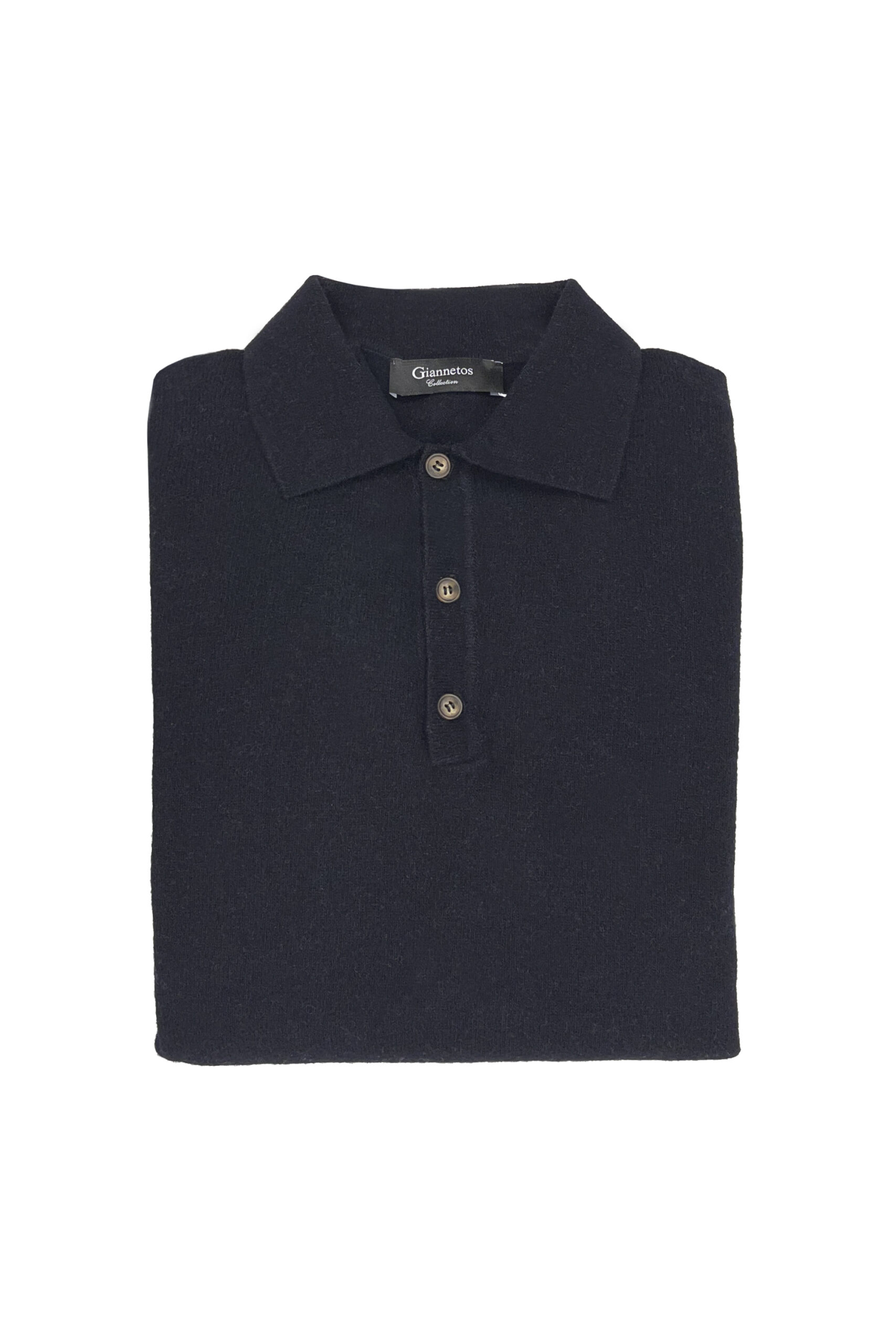 Navy blue cashmere polo sweater
