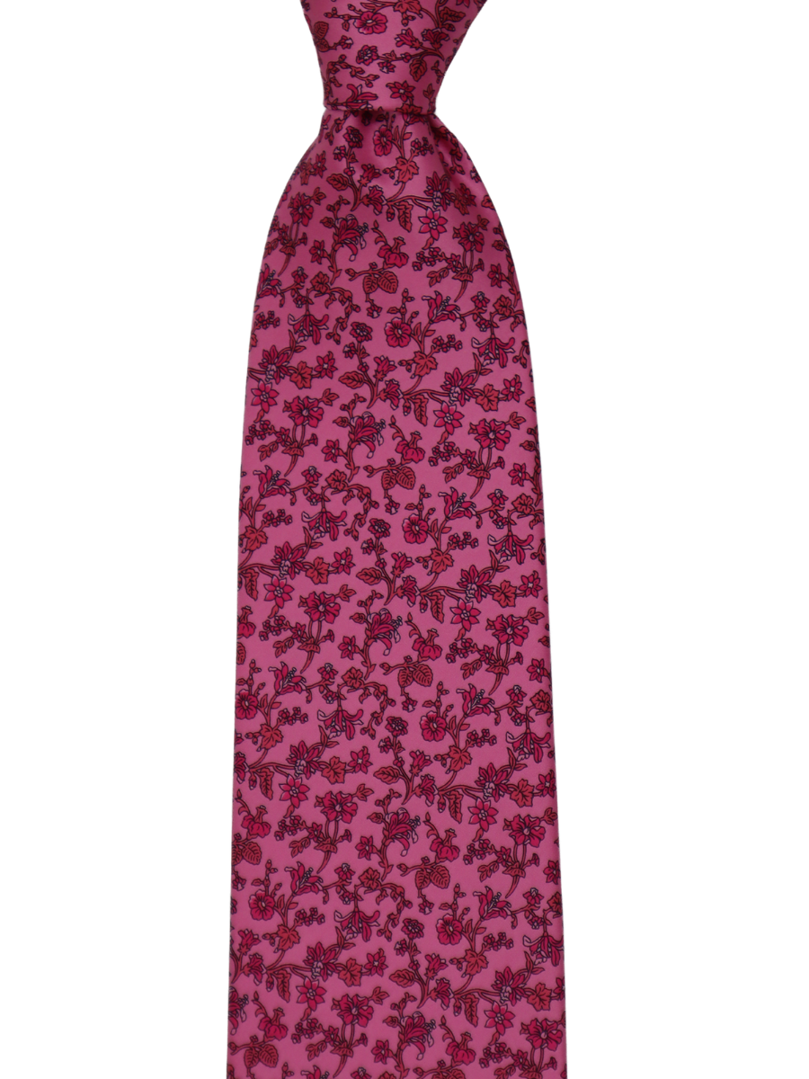 Italo Ferretti: Μεταξωτή γραβάτα με ροζ λουλουδάτο μοτίβο
